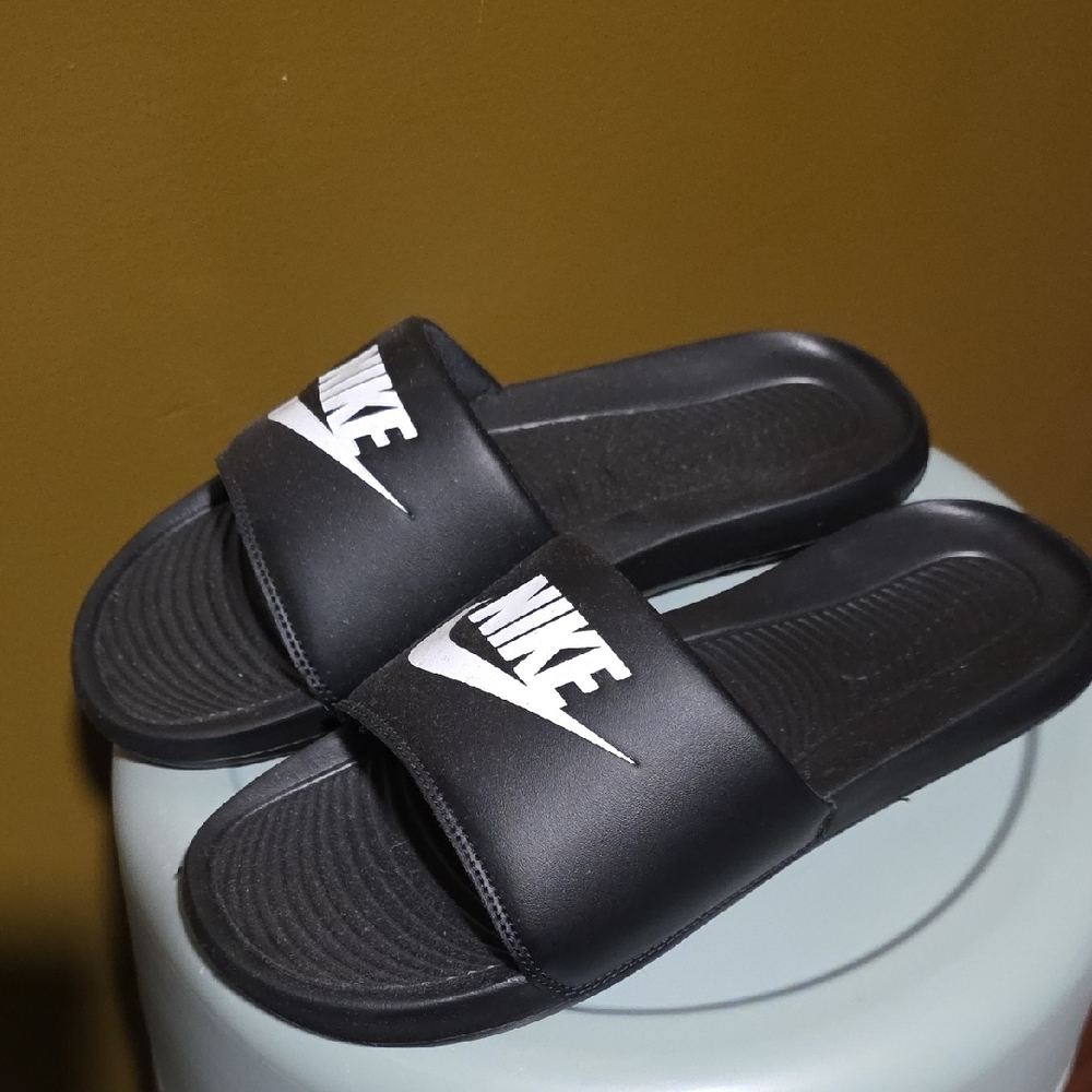 Nike Black Slides with White Logo